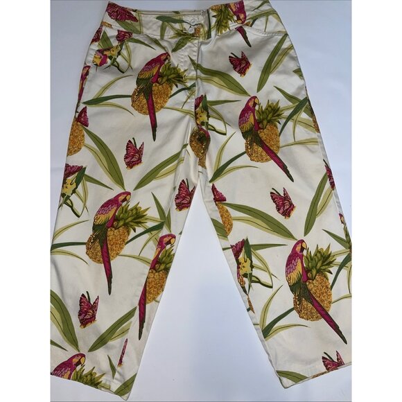 Parrot & Pineapple Print Capri Pants 4P By Bill Blass - Picture 1 of 16